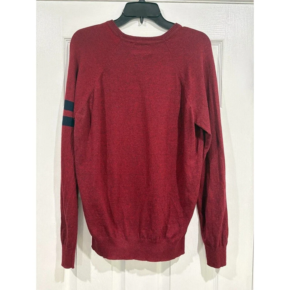 American Eagle Outfitters Sweater Mens Small Burgundy Cotton Crew Neck Logo